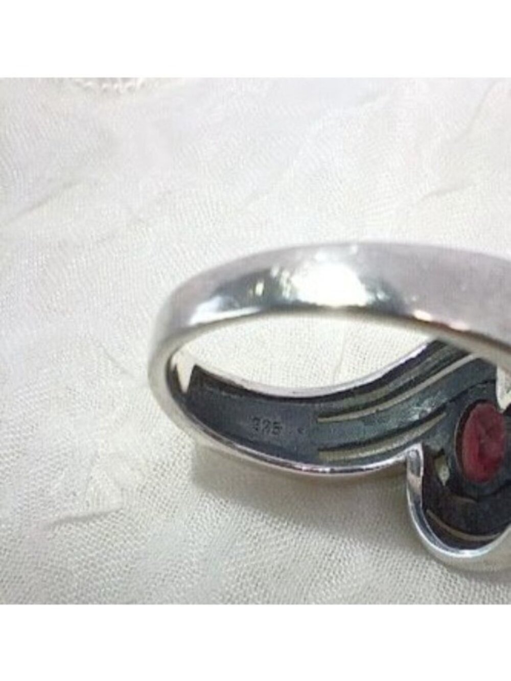 Set 2 Rings ESPO Blue Marquise Rhinestone 18k Heavy Gold Electroplate & Red Oval - Picture 3 of 9